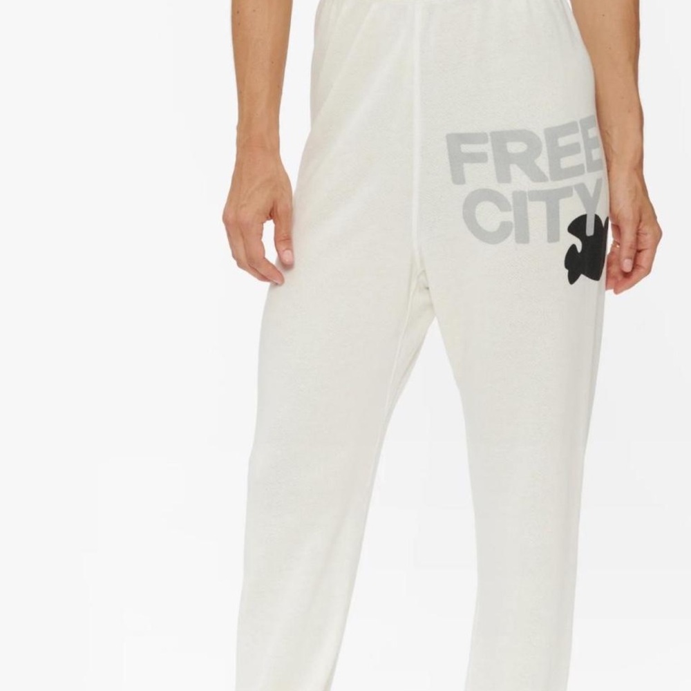 Freecity Cream Sweatpants with Gray Logo